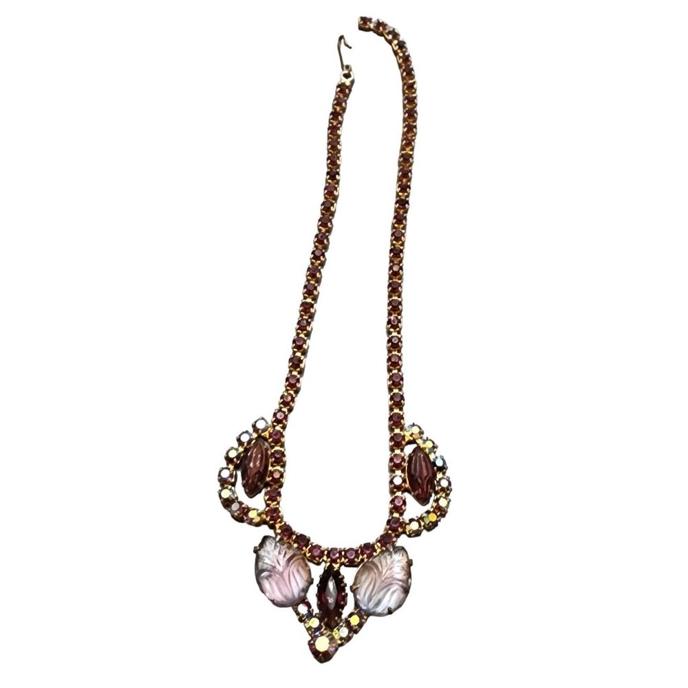Vintage Molded Glass & Rhinestone Necklace (A2831)